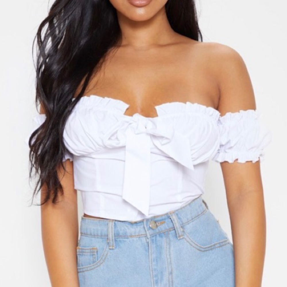 White Off-The Shoulder Milkmaid Top